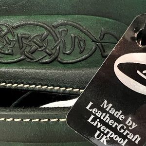 NWT LeatherGraft Green Guitar Strap Embossed Celtic Knot Kells Irish Pattern